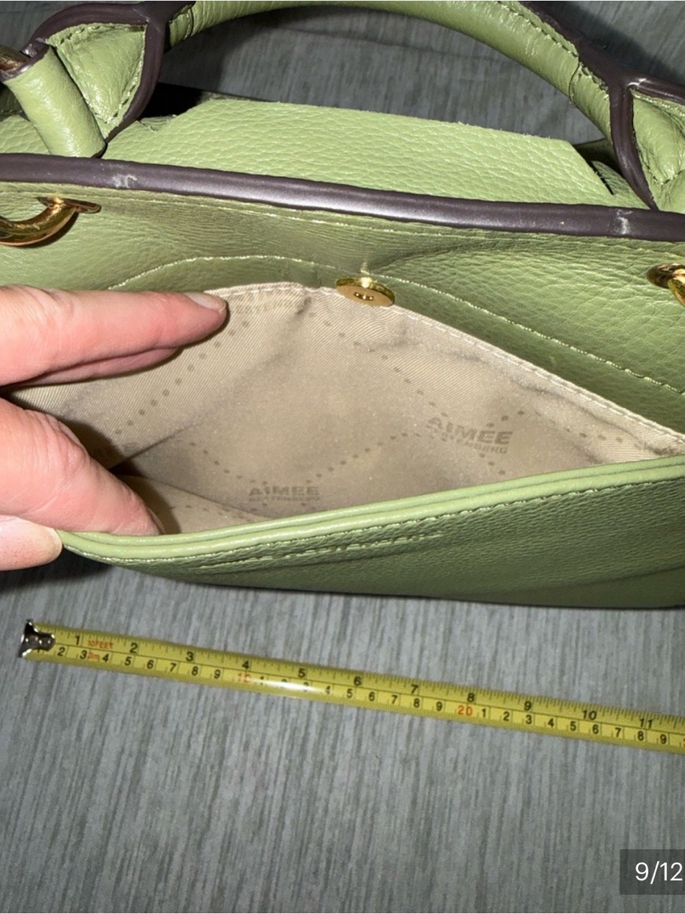 Aimee Kestenberg Olive Green Quilted Leather Satchel with Gold Hardware - Picture 7 of 11